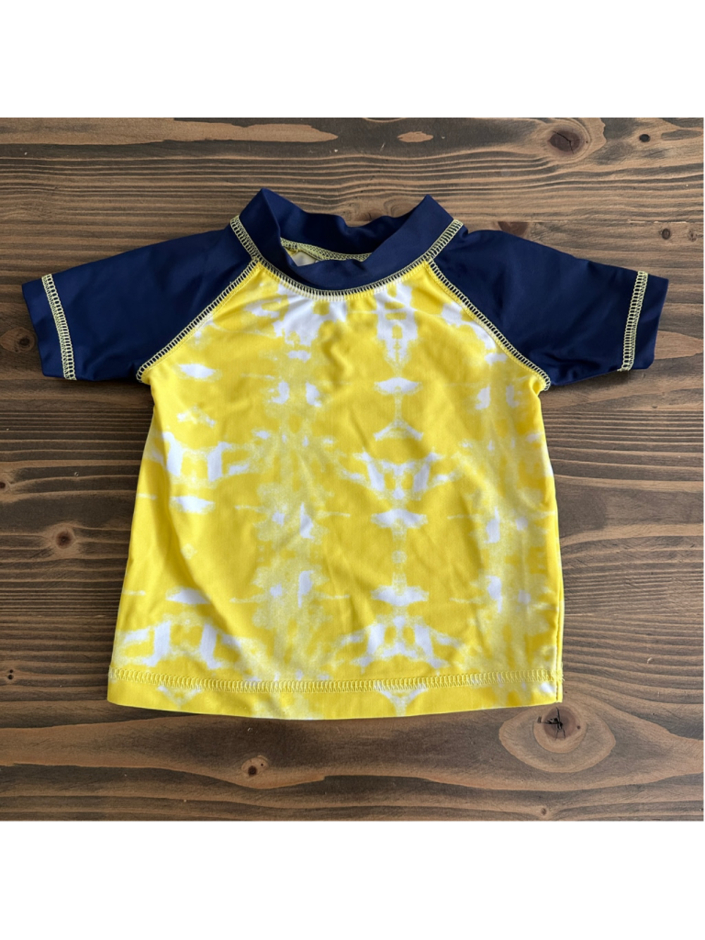 Little Maven by Tori Spelling Rash Guard Baby 6 Months Yellow Blue Swim Shirt